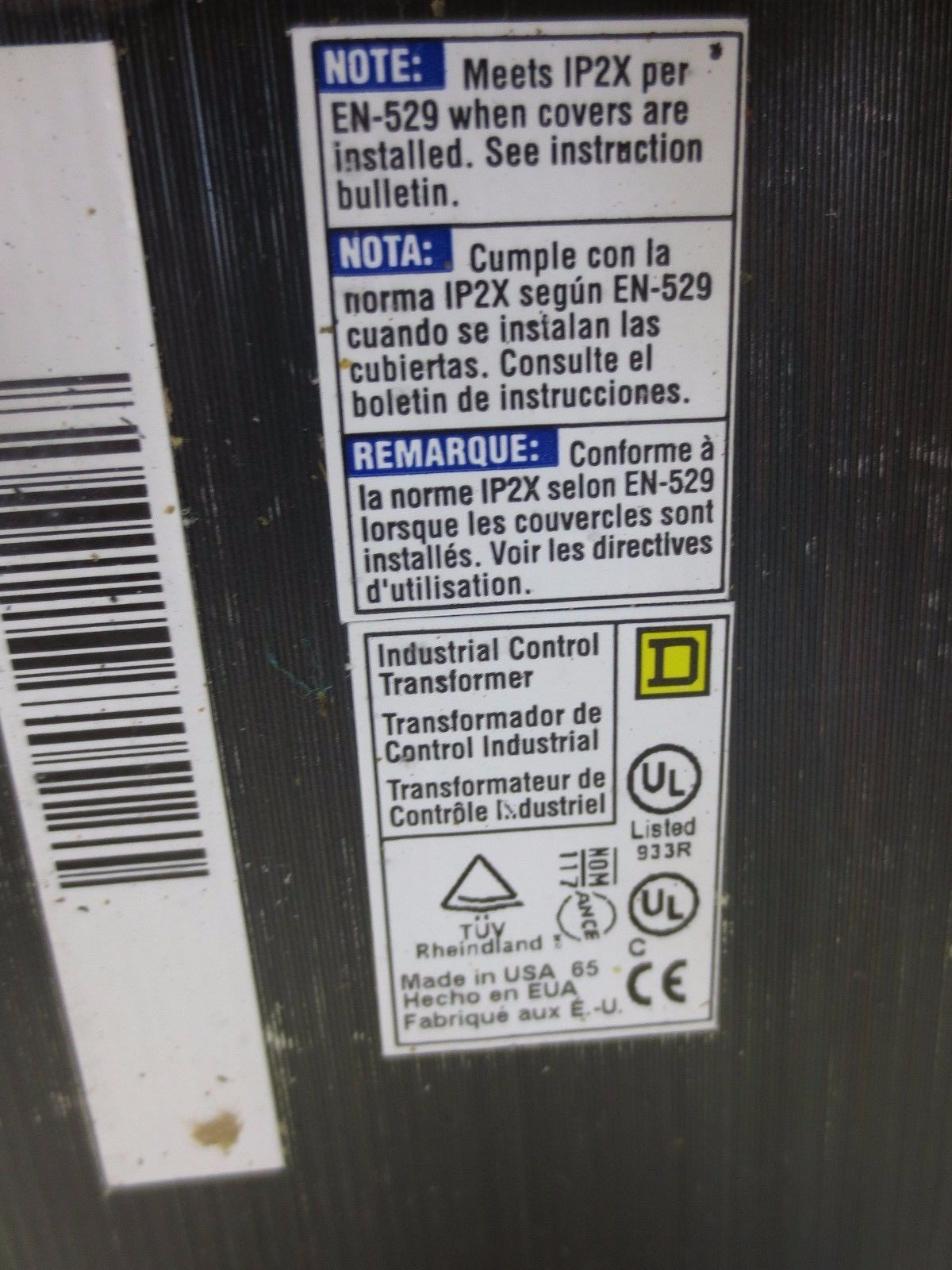 SQUARE D 9070T1500D20 CONTROL POWER TRANSFORMER SCHNEIDER 30HX900033 NEW SURPL5