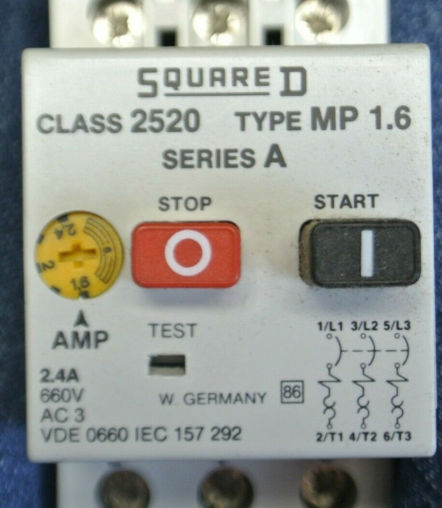 SQUARE D 2520 MP 1.6 MOTOR PROTECTIVE SWITCH / 1.6 - 2.4A / NEW SURPLUS1