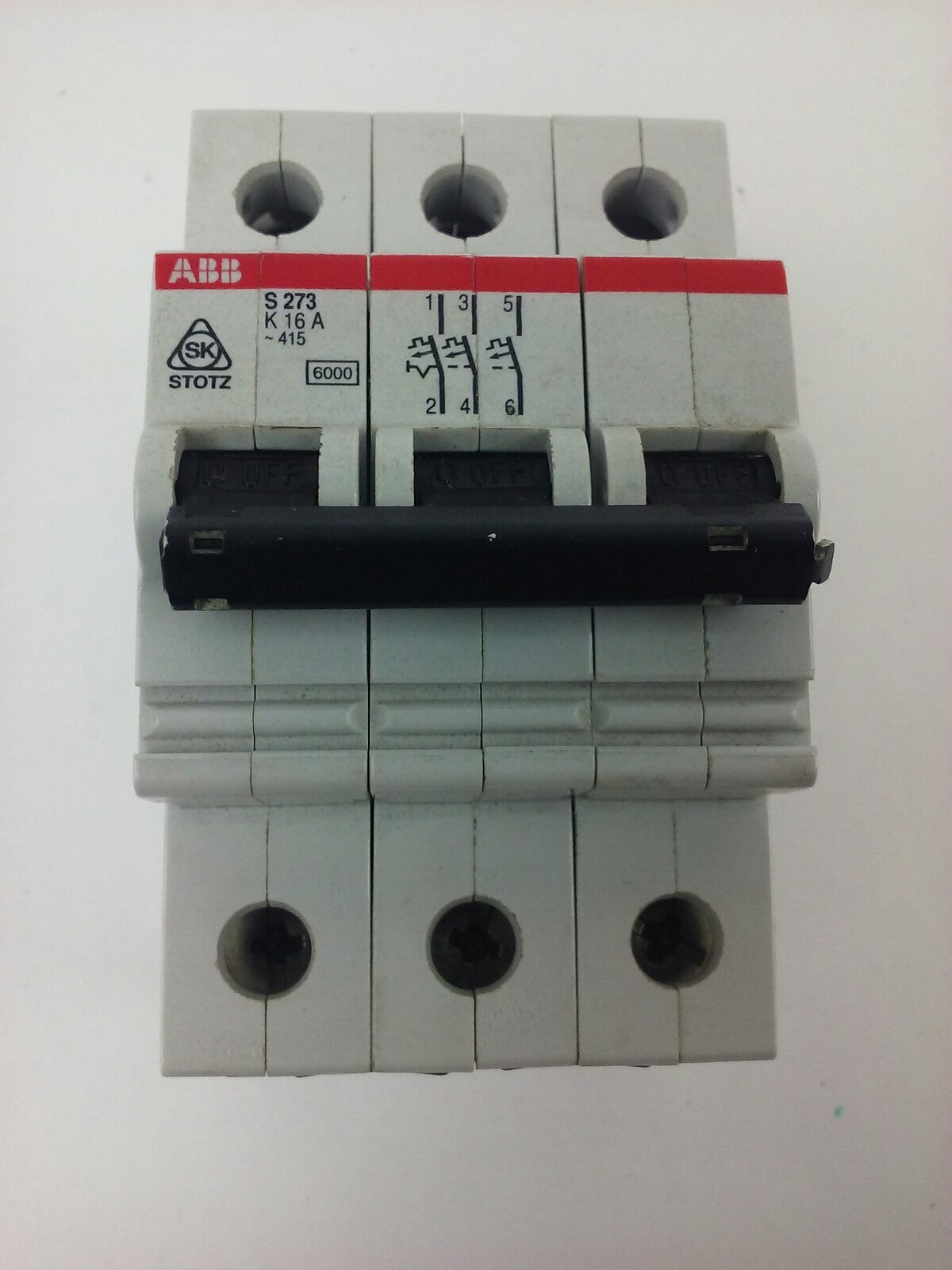 ABB S273, CIRCUIT BREAKER, K 16A, 3POLE, 277/480VAC, MAX 440, 10KA, VDE0660, NEW0