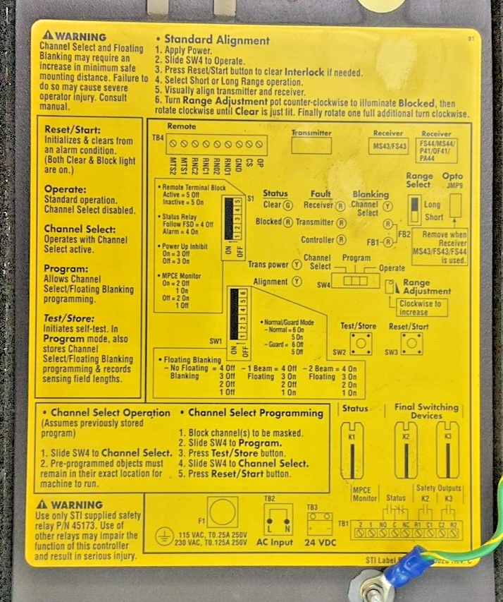 STI 70027-1000 LIGHT CURTAIN CONTROLLER LCC-FB-AC1-U 115VAC 50/60HZ 30VA10