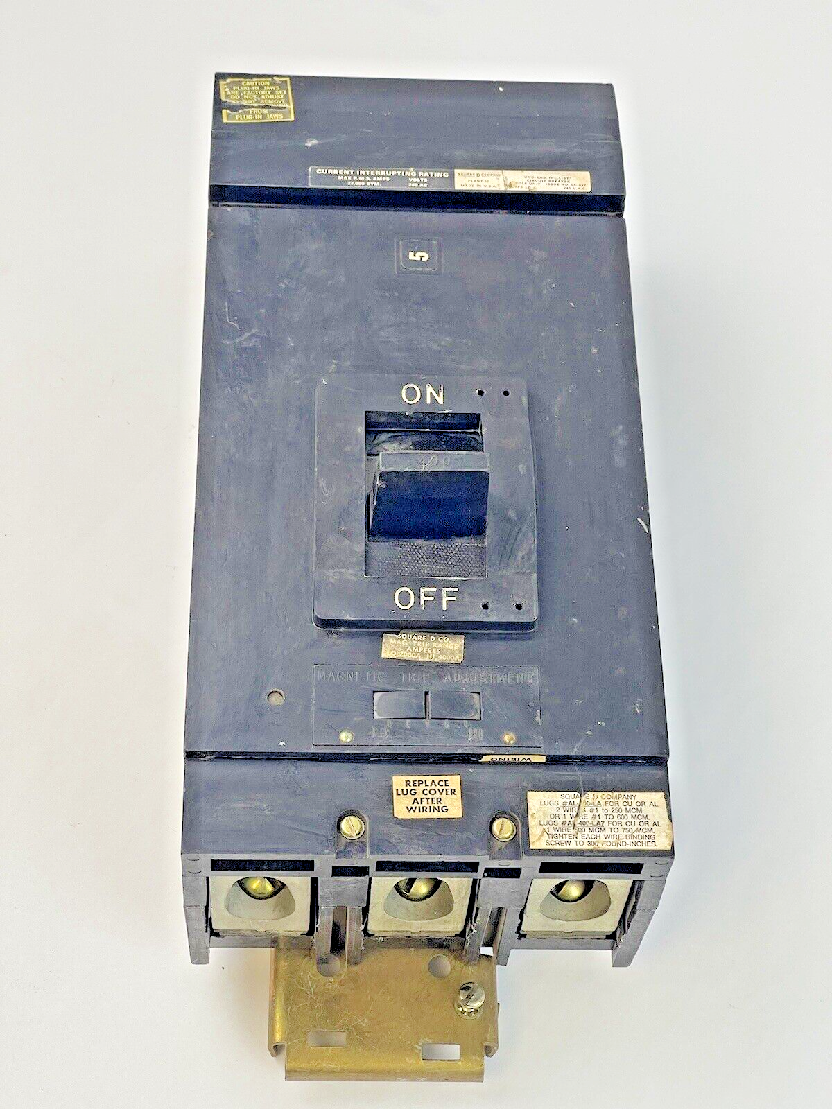 SQUARE D Q432400 -BOLT-ON THERMAL MAGNETIC CIRCUIT BREAKER-400 AMP, 3POLE,240VAC1