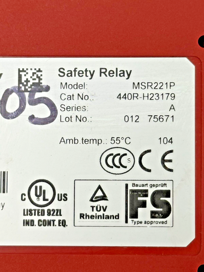 ALLEN-BRADLEY - 440R-H23179 - SAFETY RELAY - MSR221P - SUPPLY 24VDC 2W1