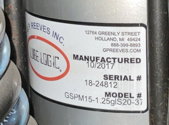 GRACO 206405 SER G17K AIR POWERED PUMP G.P. REEVES GSPM15-1.25glS20-376