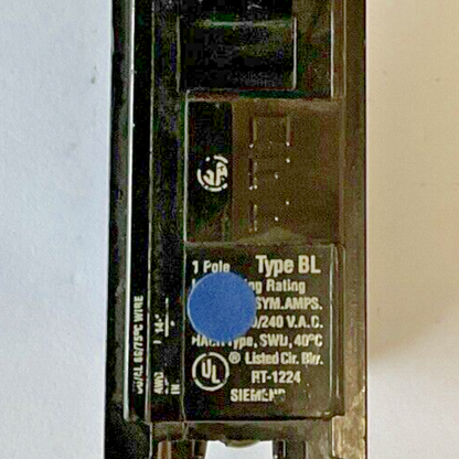 SIEMENS BL120 CIRCUIT BREAKER 20A 120/240VAC 1POLE1