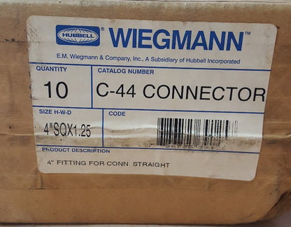 HUBBELL 4" SQUARE X 1.25 NEMA LAY IN DUCT FITTING C-44 CONNECTOR NEW FINISH GRAY2