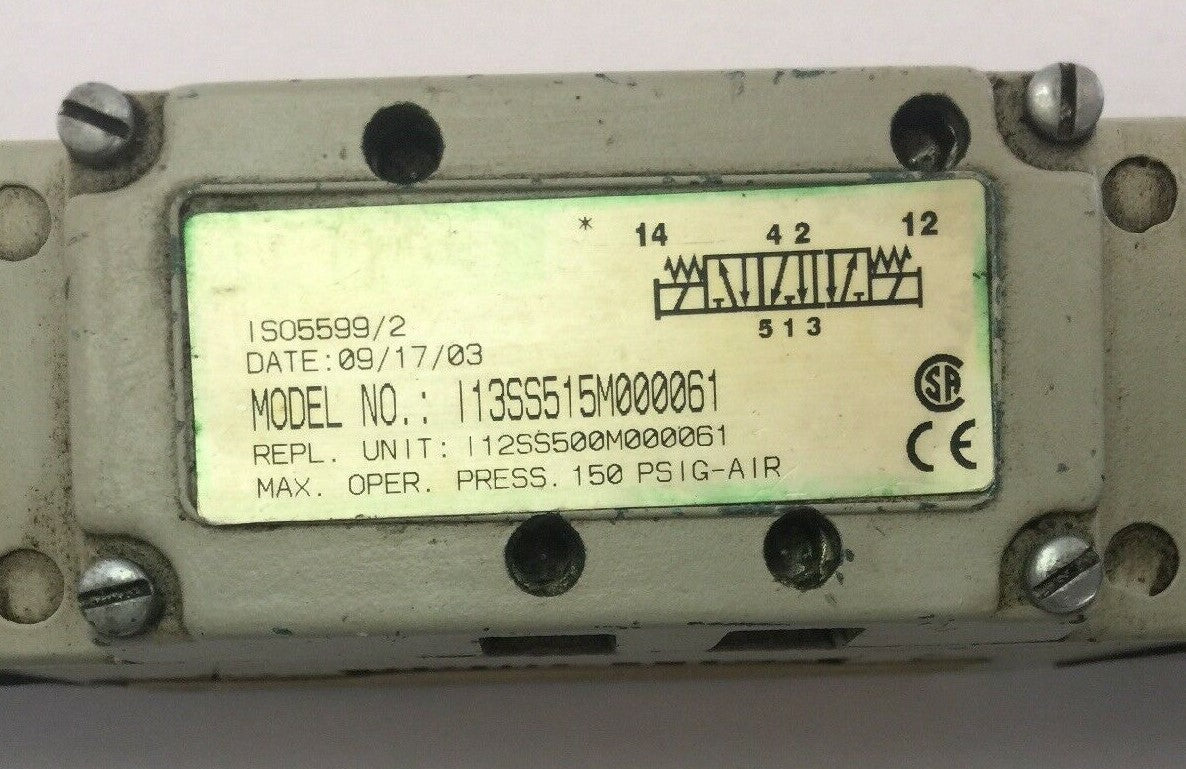 NUMATICS 225-440B SOLENOID VALVE 24 VDC 6.0 WATTS I13SS515M000061 150 PSIG-AIR2