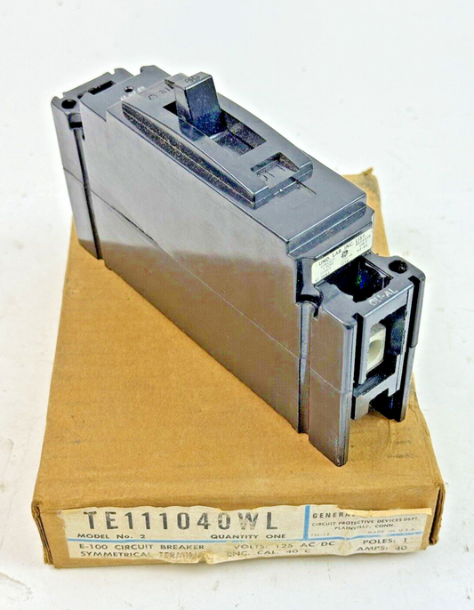 GE - TE111040WL - CIRCUIT BREAKER - 1 POLE, 125 V AC/DC, 40 A - NEW0