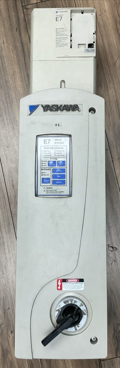 YASKAWA E7NVD024CGXY3 E7 DRIVE BYPASS OUTPUT 0-200VAC 3PH 24.2A INPUT 200VAC 3PH0