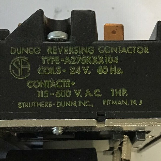 STRUTHERS-DUNN 275KXX104 REVERSING RELAY 24V 60HZ 115-600VAC 1HP3