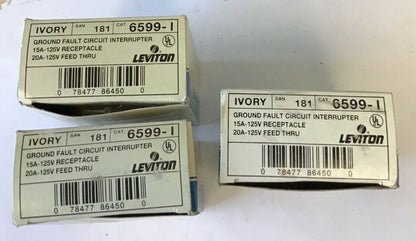 LEVITON 6599-I GROUND FAULT CIRCUIT INTERRUPTER IVORY 20A 125V ***LOTOF3***0