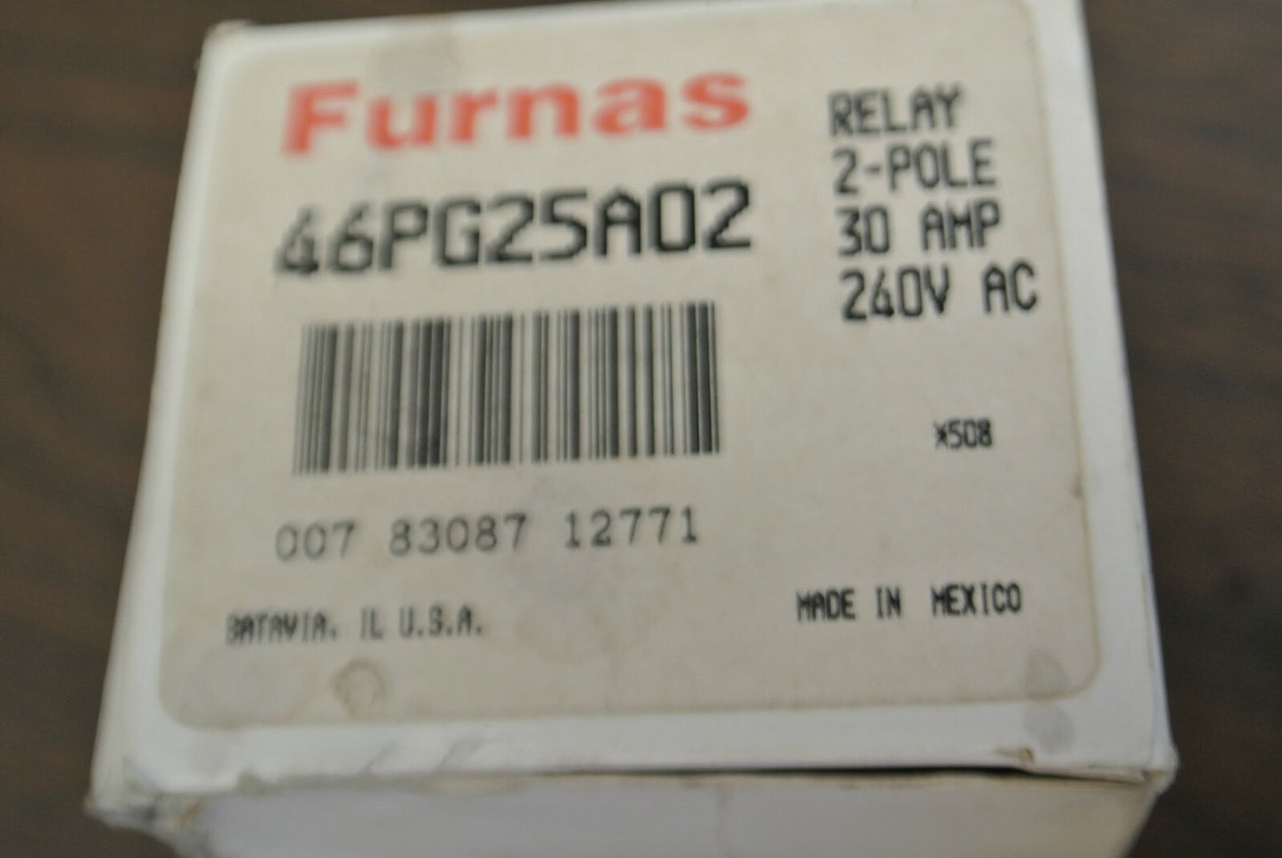 FURNAS 46PG25A02 DPDT RELAY / 240VAC / 30A / 2POLE / NEW SURPLUS in BOX1