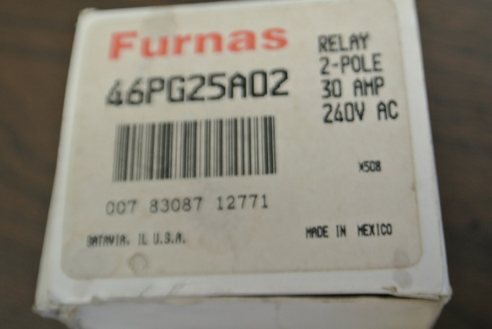 FURNAS 46PG25A02 DPDT RELAY / 240VAC / 30A / 2POLE / NEW SURPLUS in BOX1
