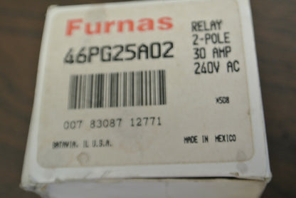 FURNAS 46PG25A02 DPDT RELAY / 240VAC / 30A / 2POLE / NEW SURPLUS in BOX1