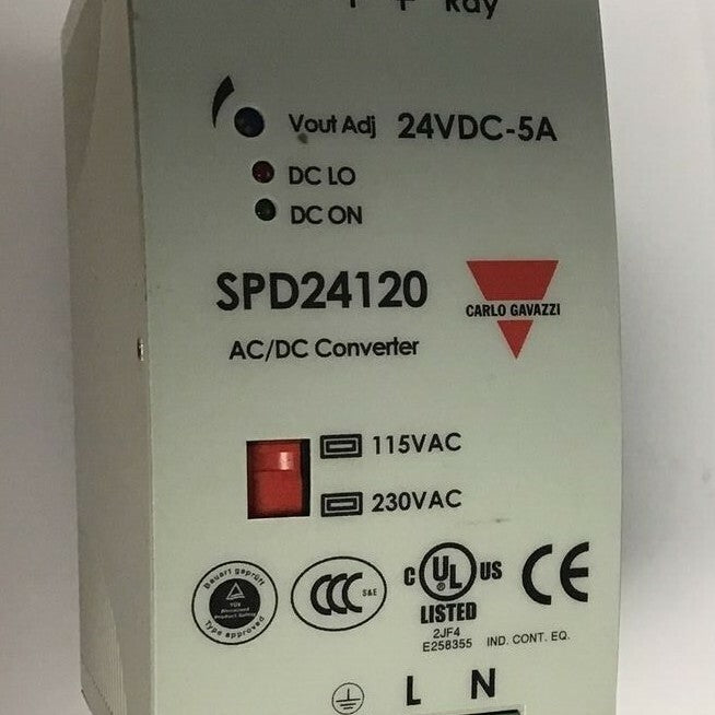 CARLO GAVAZZI SPD2120 AC/DC CONVERTER 24VDC-5A 115/230VAC 47-63HZ 2.8/1.4A 120W1
