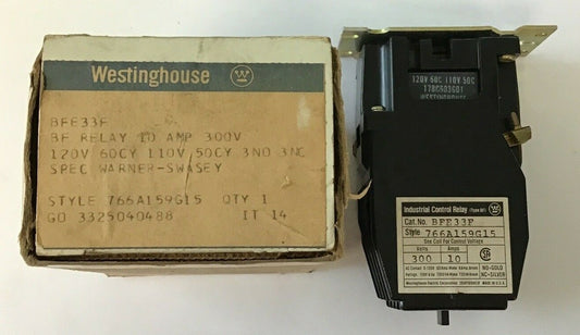 WESTINGHOUSE BFE33F CONTROL RELAY 10A 300V TYPE BF0