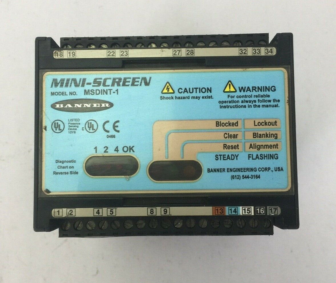 BANNER MSDINT-1 MINI-SCREEN CONTROLLER MODULE 24VDC 1.5A0