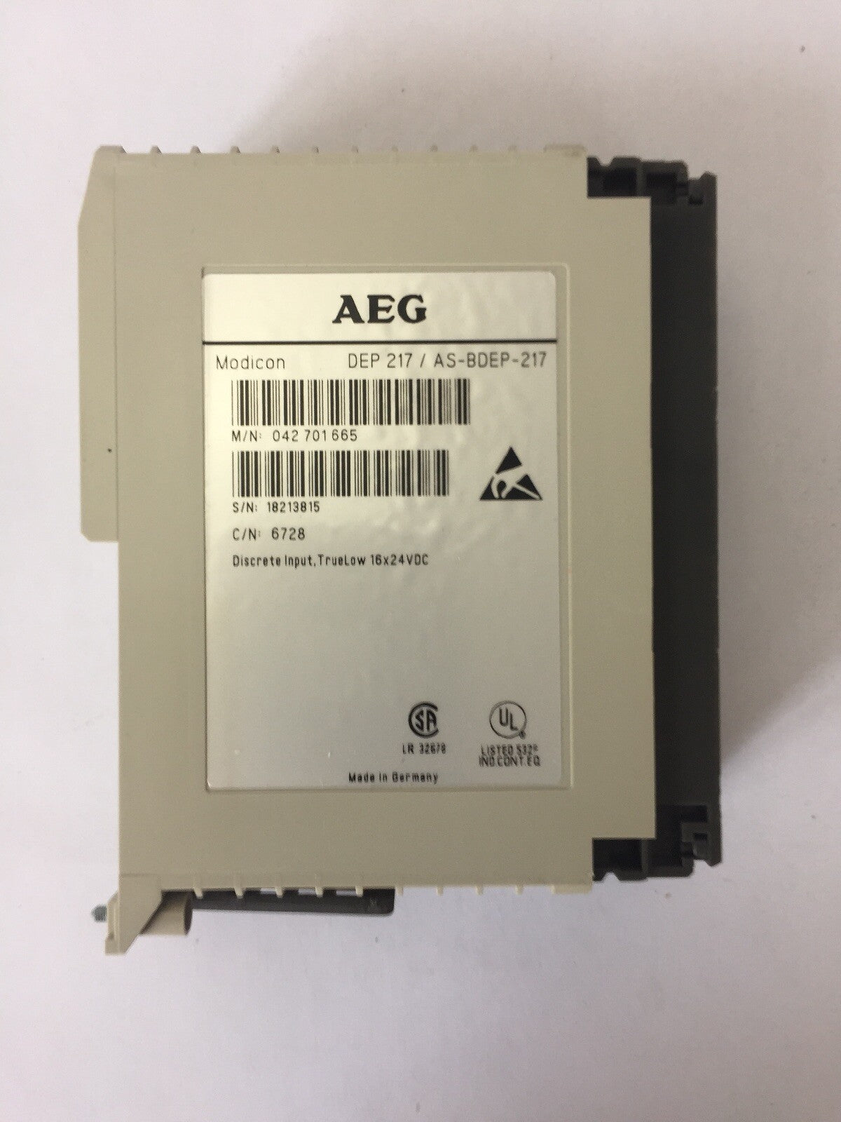 AEG MODICON DEP217/AS-BDEP-217 INPUT MODULE DISCRETE INPUT, TRUELOW 16 X 24 VDC2