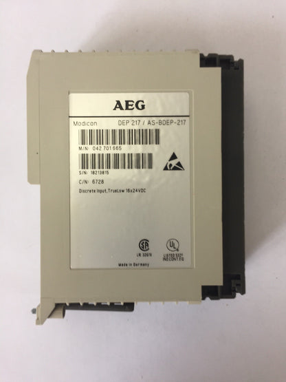 AEG MODICON DEP217/AS-BDEP-217 INPUT MODULE DISCRETE INPUT, TRUELOW 16 X 24 VDC2