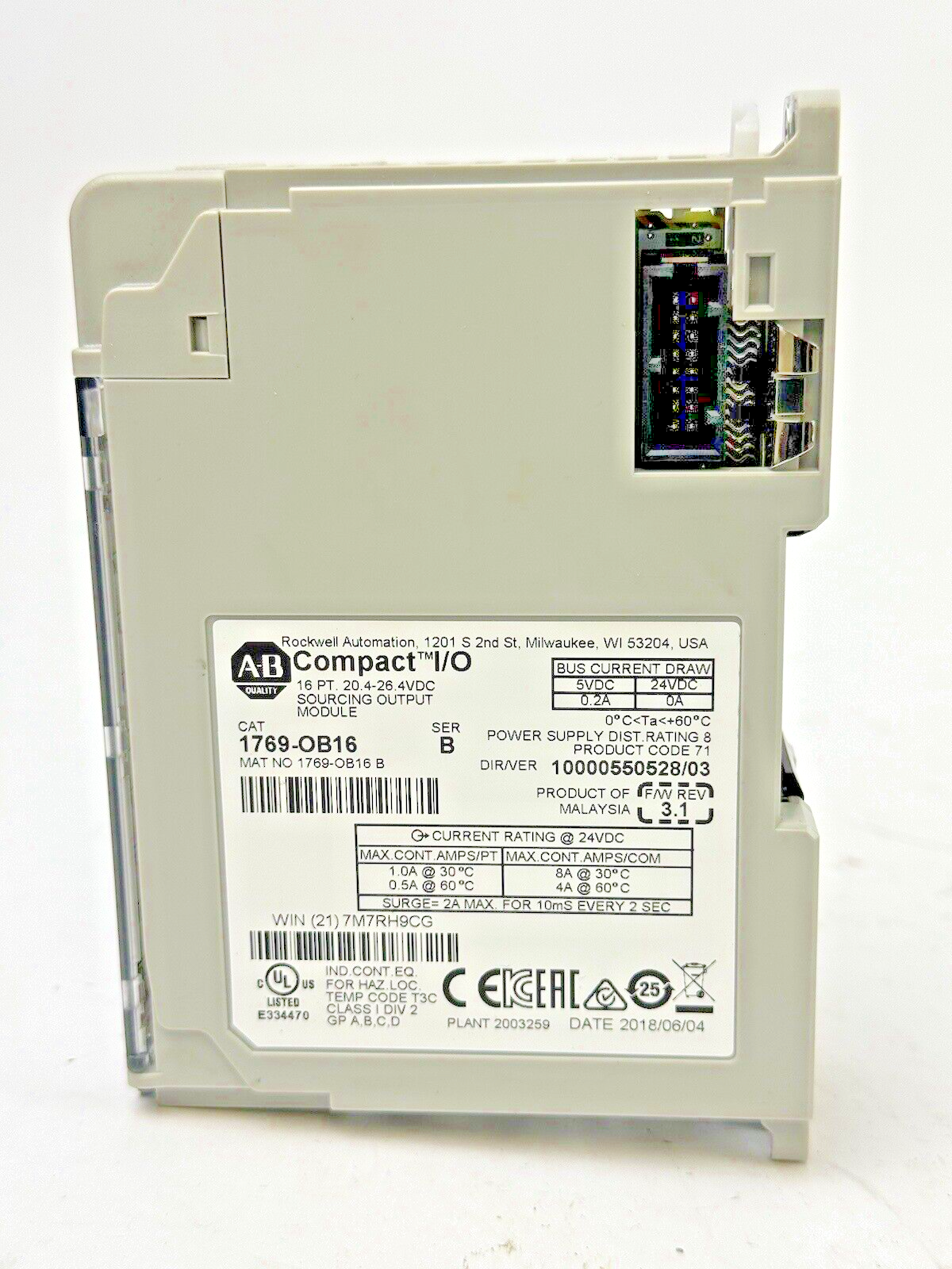 ALLEN-BRADLEY - 1769-OB16 SER. B, F/W REV 3.1, DIR/VER 10000550528/03 - 16 PT.2