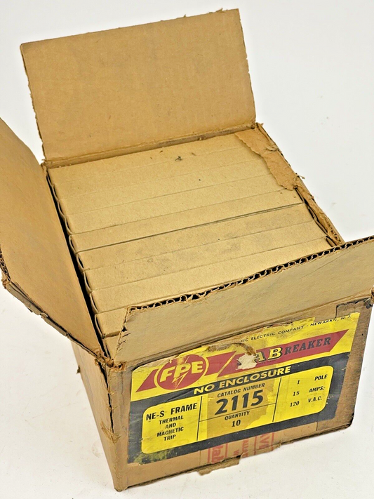 FEDERAL PACIFIC *BOX OF 10* - 2115 - NE-S FRAME 1 POLE, 15 A, 120 VAC BREAKERS0