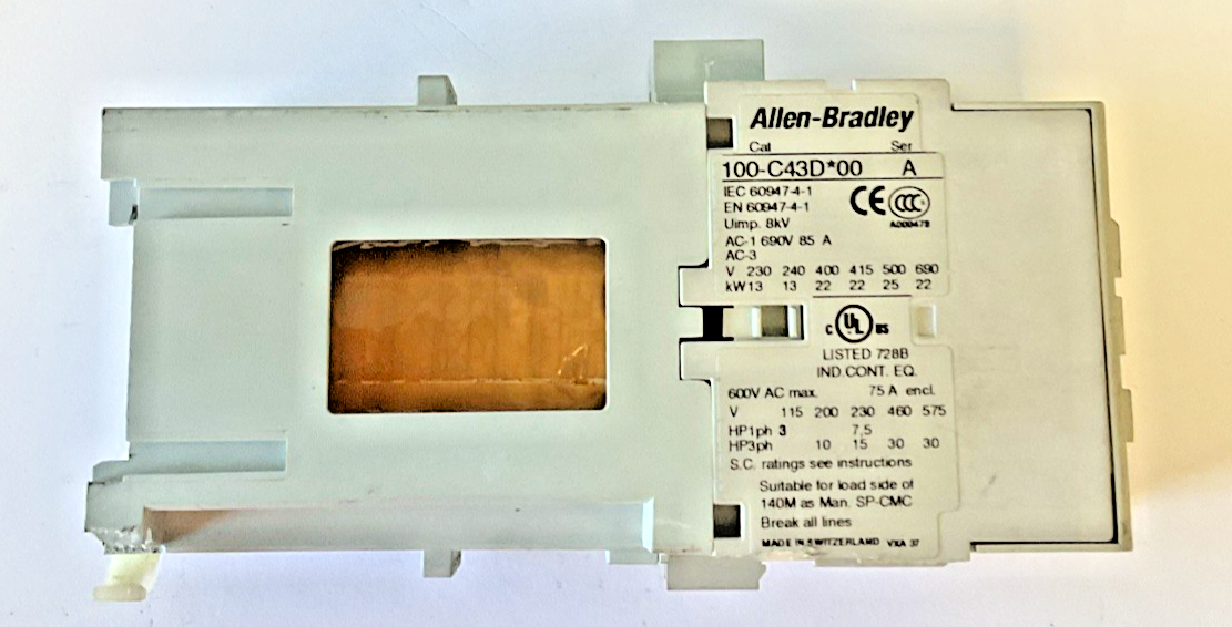 ALLEN BRADLEY 100-C43D*00 CONTACTOR SER.A 600VAC 75A1