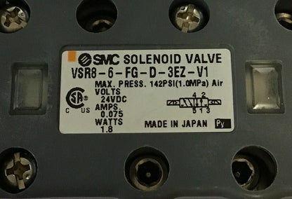 SMC VSR8-6-FG-D-3EZ-V1 SOLENOID VALVE 142PSI 24VDC 1.8WATT 0.075A1