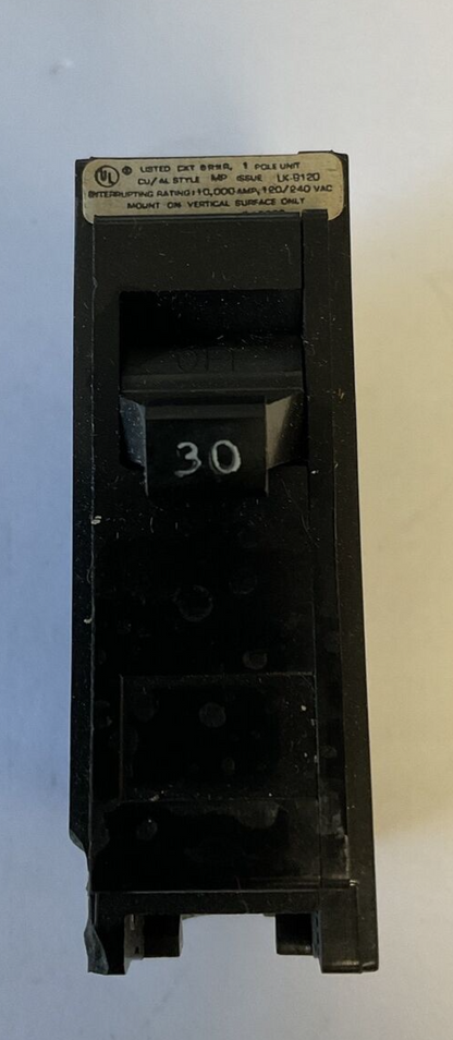 CROUSE-HINDS MP30 CIRCUIT BREAKER 30A 120/240VAC STYLE MP 2POLE ***LOTOF10***0