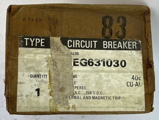 FPE HEG631030 TYPE AB CIRCUIT BREAKER 30AMP 600VAC 250VDC 3POLE0