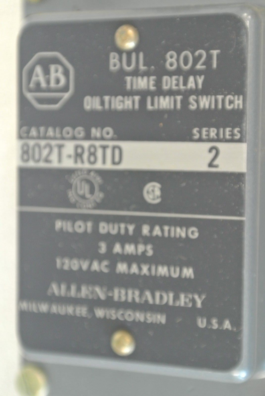 ALLEN-BRADLEY 802T-R8TD TIME DELAY LIMIT SWITCH / OFF-DELAY / CCW / NEW SURPLUS1