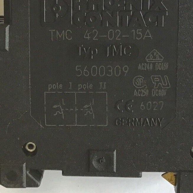 PHOENIX CONTACT TMC 42-02-15A CIRCUIT BREAKER 15A 2POLE 240VAC 6