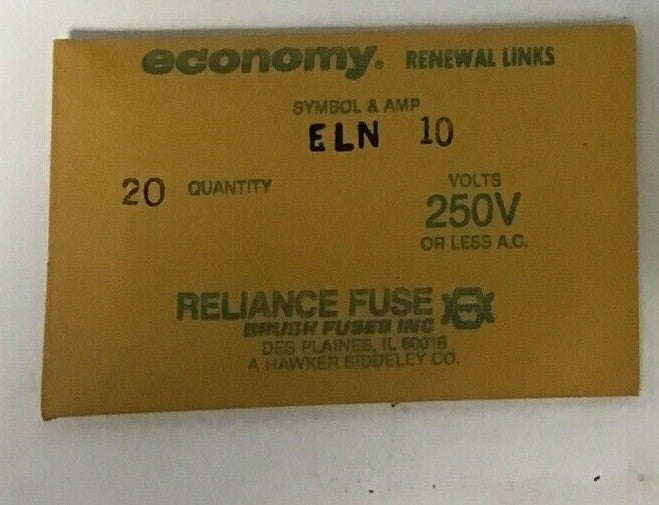 ECONOMY ELN10 FUSE RENEWAL LINKS CLASS H 250VOLTS ****LOT OF 215****4