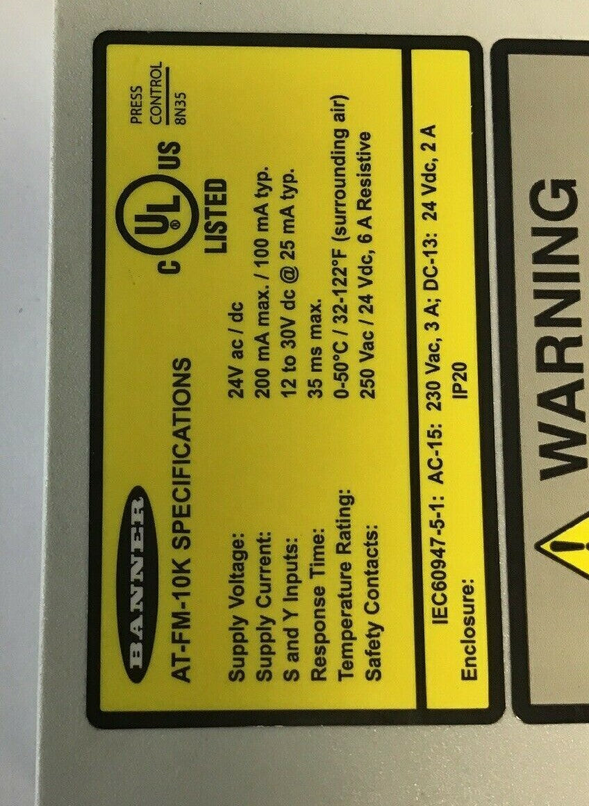 BANNER AT-FM-10K SAFETY RELAY 24VDC**** (PARTS ONLY) NOT WORKING*****2