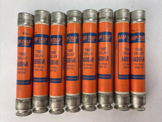 GOULD SHAWMUT A6D6-1/4 AMP-TRAP 2000 TIME DELAY FUSE 600VAC 6-1/4AMP (LOT OF 8)0
