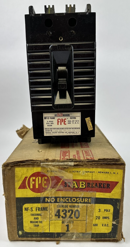 FPE 4320 STABREAKER 20AMP 600VAC 3POLE NF-S FRAME THERMAL AND MAGNETIC TRIP0