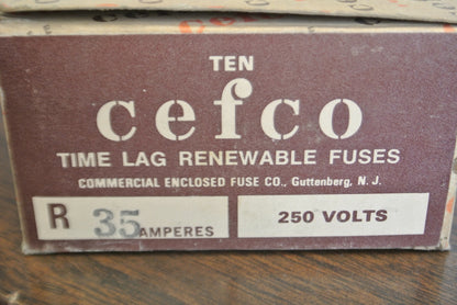 BOX of 10 CEFCO REN35 CLASS H TIME-LAG RENEWABLE FUSE / 35A / 250V / NEW SURPLUS4
