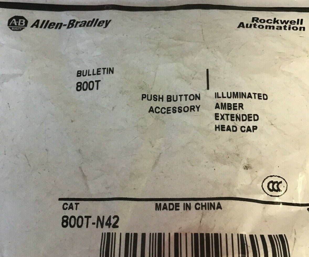 NEW ALLEN BRADLEY 800T-N42 PUSH BUTTON AMBER EXTENDED HEAD CAPS SER.C1