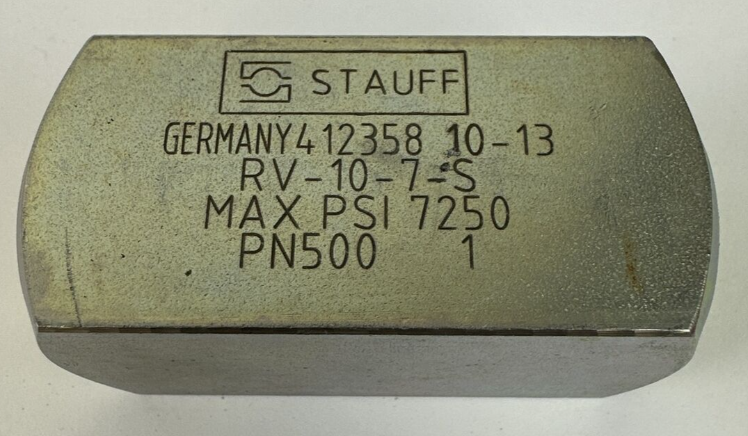 STAUFF RV-10-7-S RV CHECK VALVE 7250PSI0