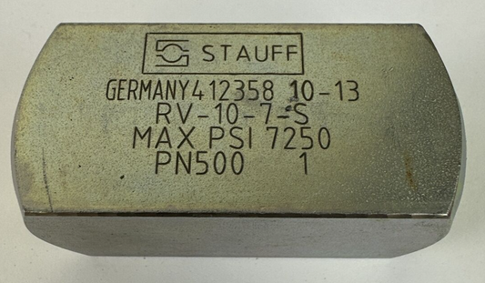 STAUFF RV-10-7-S RV CHECK VALVE 7250PSI0