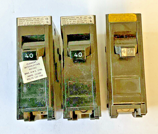 MURRAY MP140 CIRCUIT BREAKER 40A 120/240VAC STYLE MP ***LOTOF3***0