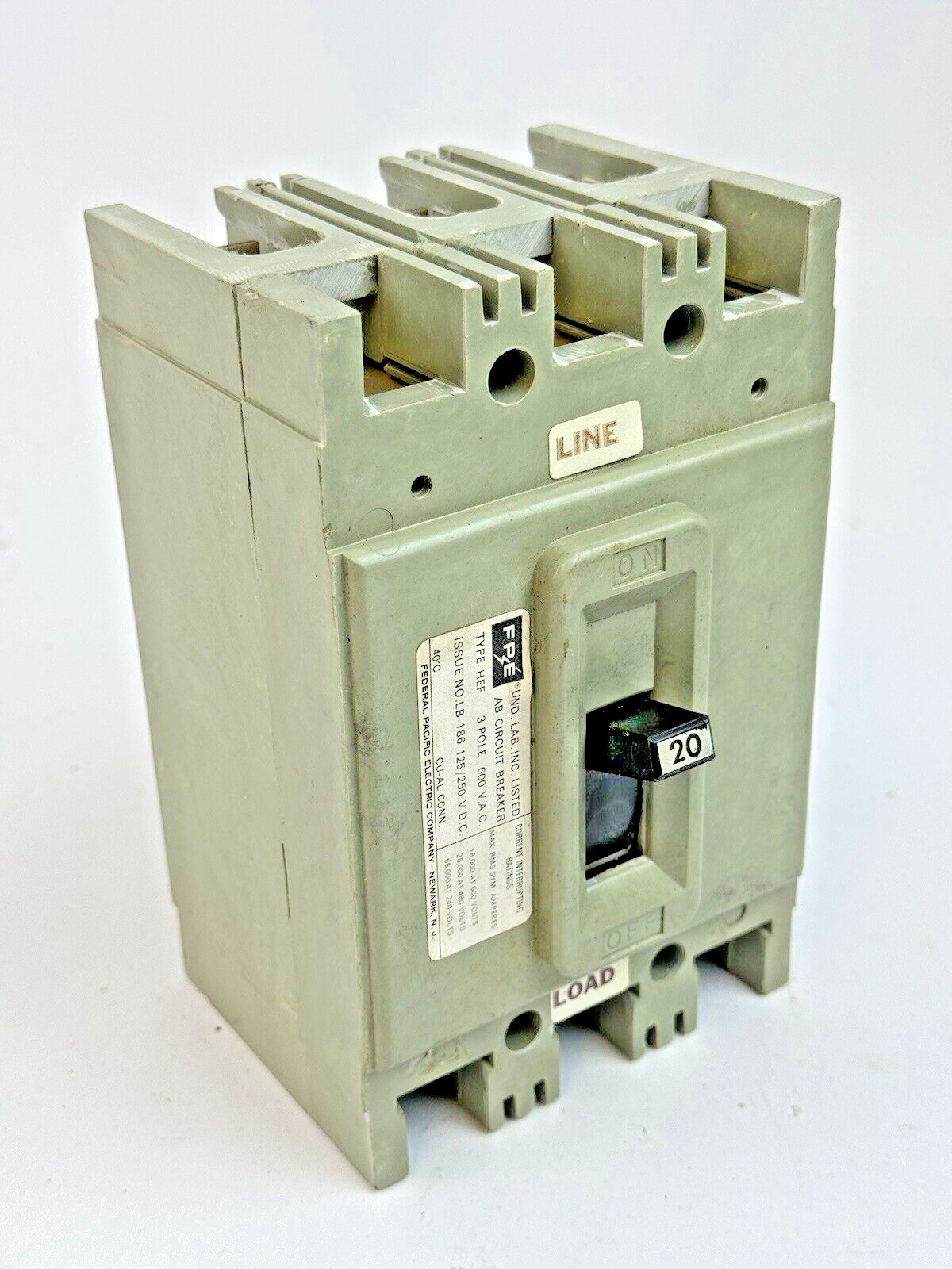 FPE - HEF631020 - CIRCUIT BREAKER - 3 POLE/240VAC/30A, LB-186 - NEW1