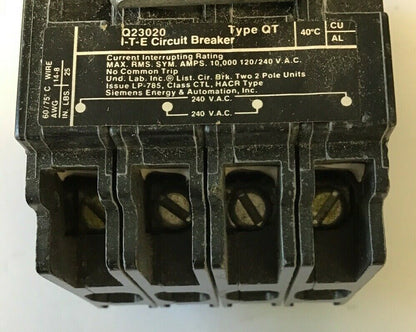 ITE Q23020 CIRCUIT BREAKER 120/240VAC 2POLE1