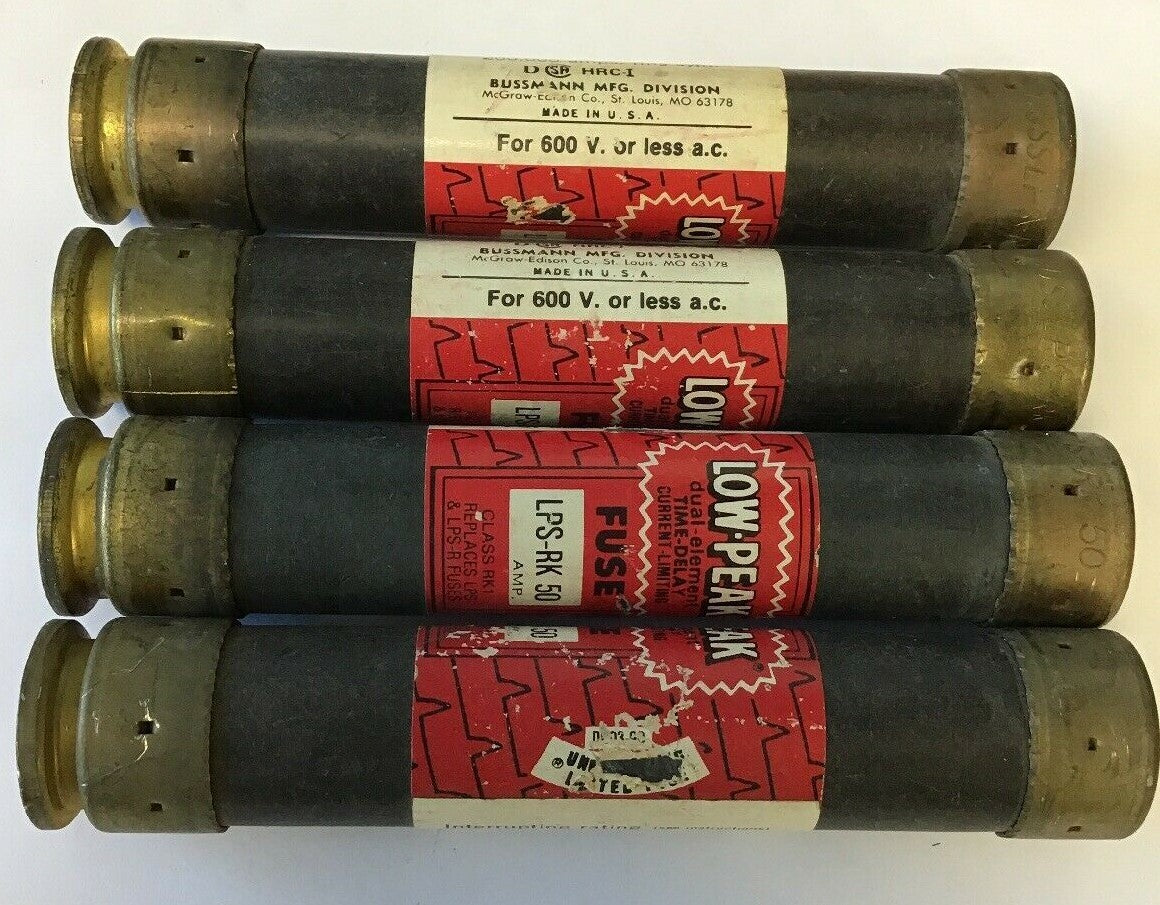 BUSSMAN LOW-PEAK TIME DELAY FUSE LPS-RK-50 CLASS RK1 600V***LOTOF4***0