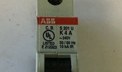 ABB S201U-K4A Circuit Breaker 1 Pole 4A 240VAC 50/60Hz DIN Rail Mount1
