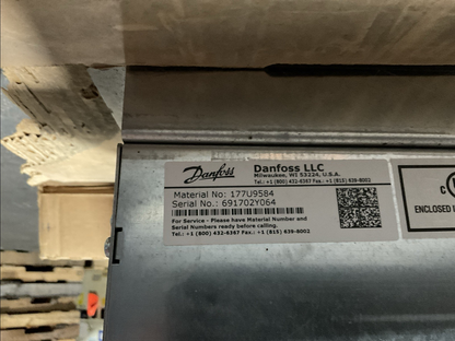DANFOSS 177U9584 MOTOR AC DRIVE OUPUT 0-460VAC 3PH 0-60HZ 34A 25HP INPUT 480VAC5