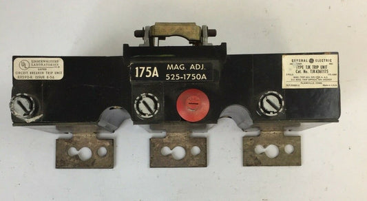 GE TJK436T175 TRIP UNIT 175 AMP 3 POLE MAG TRIP ADJ 525-1750A0