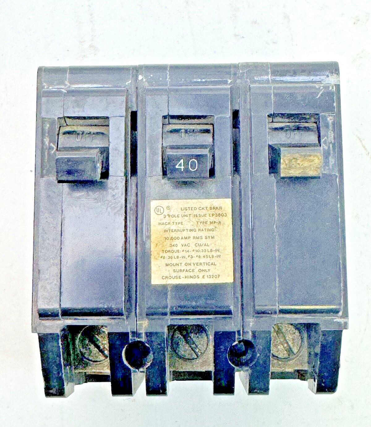 CROUSE-HINDS - MP-A340 - CIRCUIT BREAKER - 40A, 3 POLE, 240 VAC, MP-A-3402