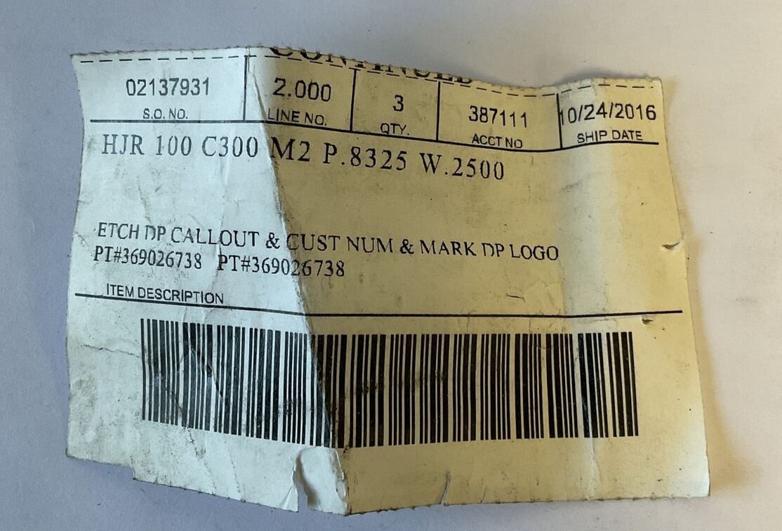 DAYTON HJR 100 C300 M2 P.8325 W.2500 PUNCH  ****LOTOF3*****2