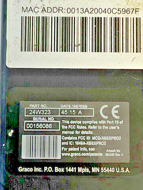 GRACO 24W323 SER.A LINESITE WIRELESS MONITOR1