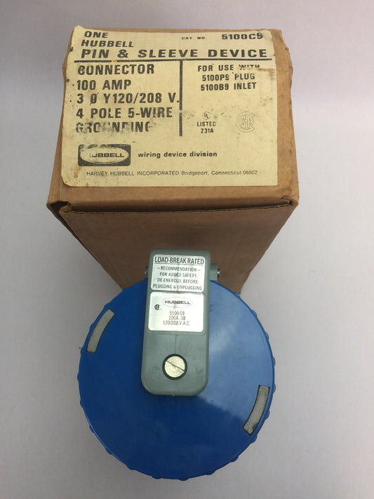 HUBBELL 5100C9 PIN & SLEEVE DEVICE CONNECTOR 100A 120/208VAC 4 POLE 5 WIRE  0