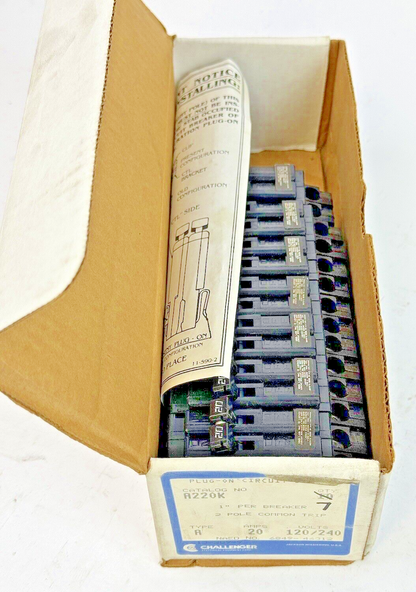CHALLENGER *BOX OF 7* - A220K - COM. TRIP CIRCUIT BREAKERS -2 POLE/20 A/240 VAC2
